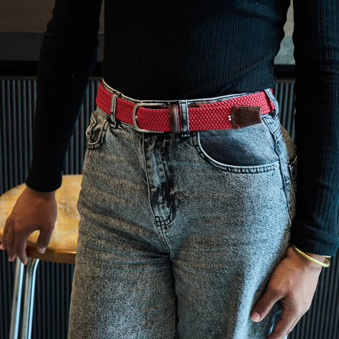 La Boucle cintura intrecciata con fibbia in metallo premium box regalo Losanna rosso