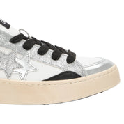 2Star Scarpe Sneakers Made in Italy artigianali Enjoy Star Pelle donna Bianco argento nero