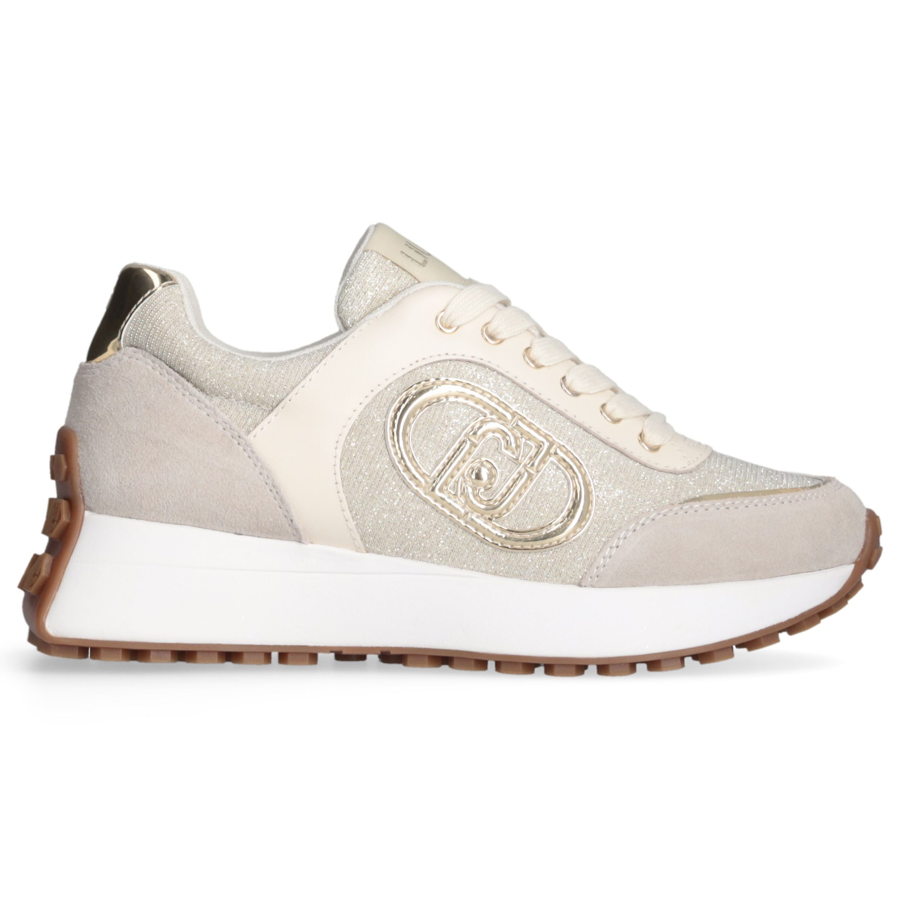 Liu Jo Scarpe Lolo 17 Sneakers Tomaia in Pelle Beige Sabbia
