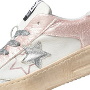 2Star Scarpe Sneakers Made in Italy artigianali ENJOY STAR Pelle donna Rosa Argento D5073