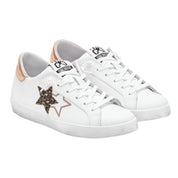 2Star Scarpe Sneakers Made in Italy artigianali PRIME STAR Pelle donna Bianco rame