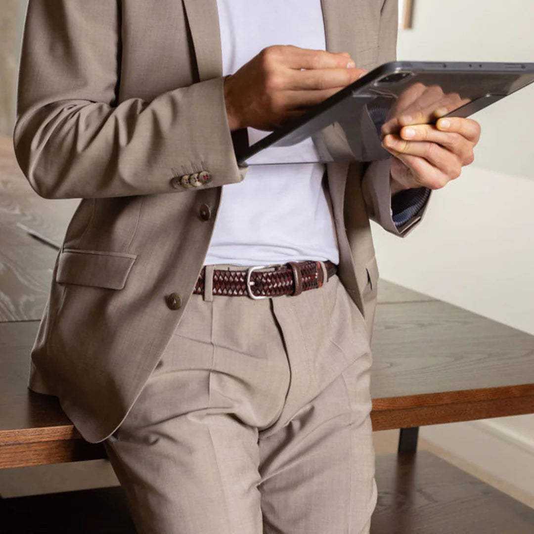 La Boucle cintura intrecciata pelle italiana intarsiata premium box regalo Roma marrone