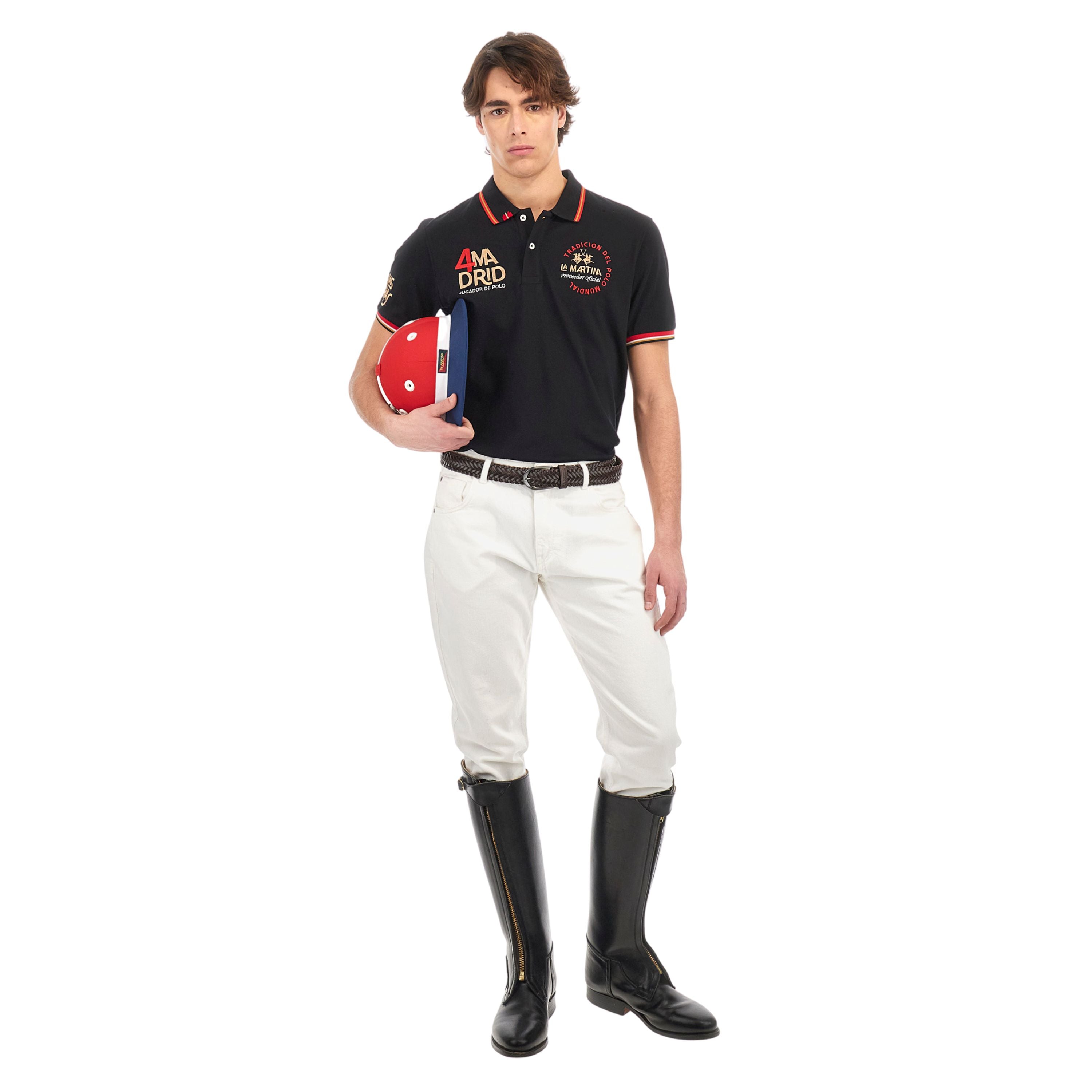 La Martina Polo Classica In Piquet stretch Regular Fit Nero uomo map310 madrid spagna