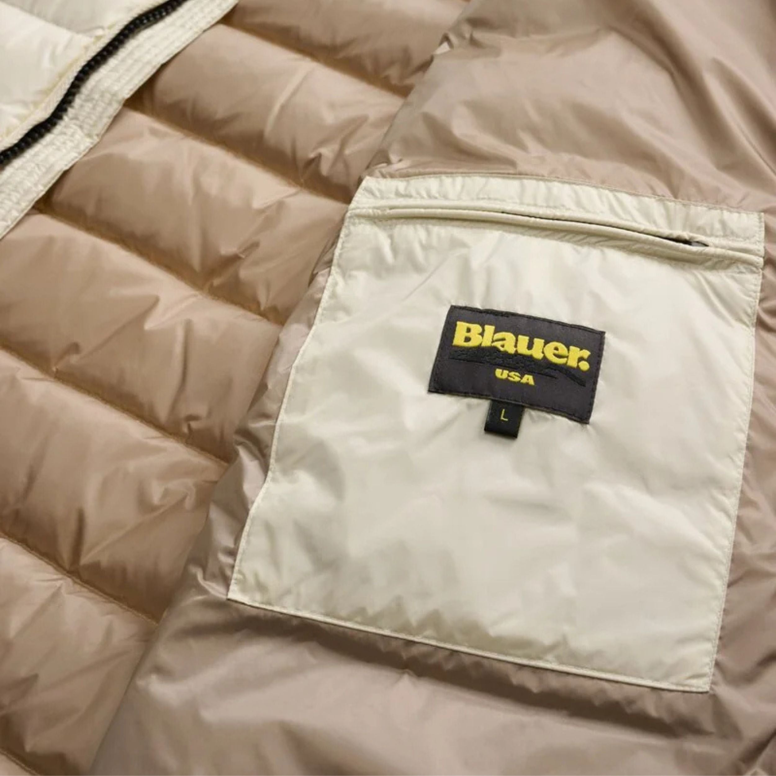 Blauer Giubbotto Piumino Corto Imbottito Acton Bianco Interno Beige Uomo