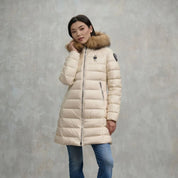 Blauer Piumino Lungo Imbottito Kristin Grigio Interno Grigio Donna con Cappuccio Fisso