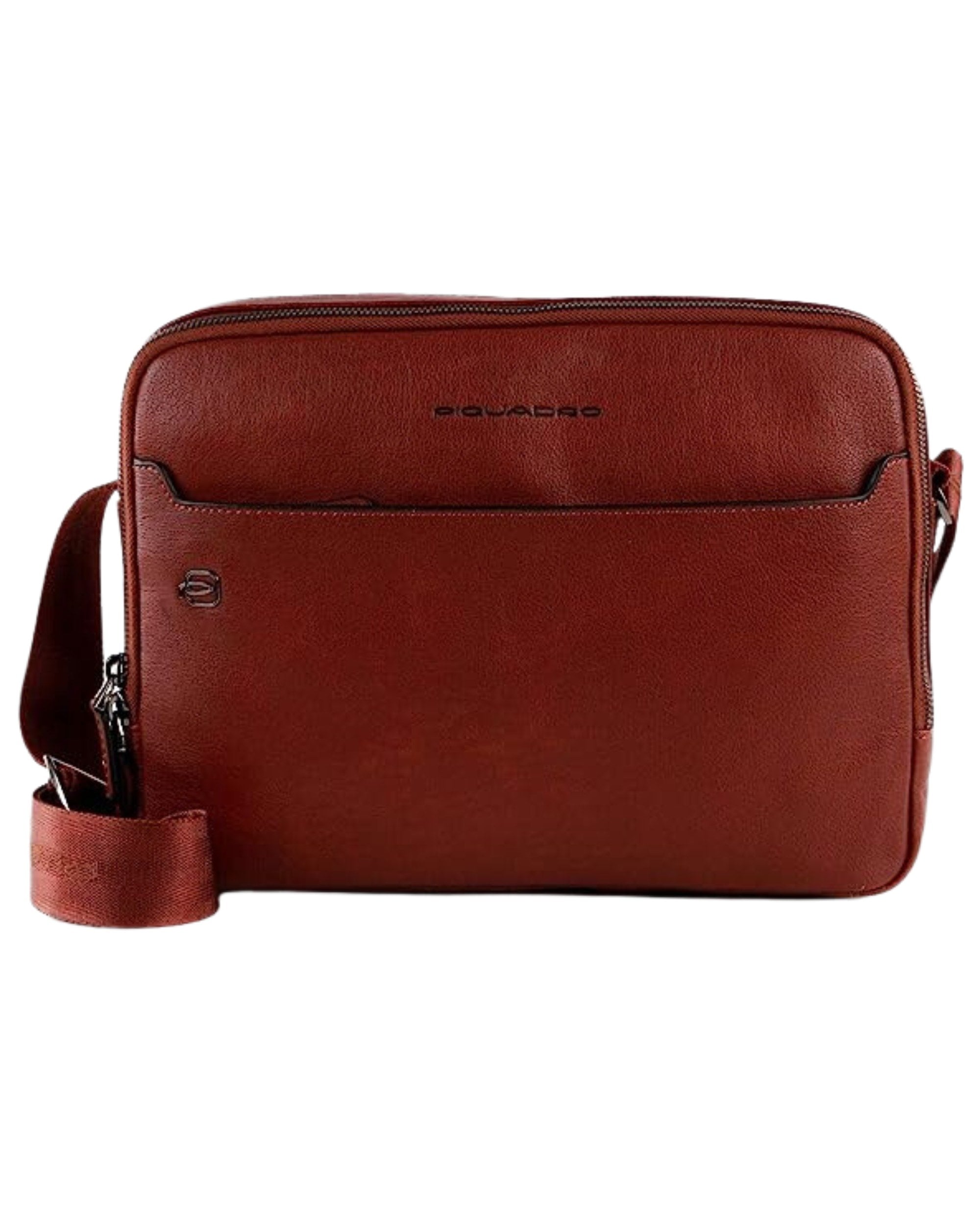 Piquadro Crossover Briefcase With Two Compartments Made Of Brown Leather Unisex