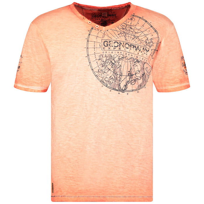 Geographical Norway Men's Orange Short Sleeve Shirt 1