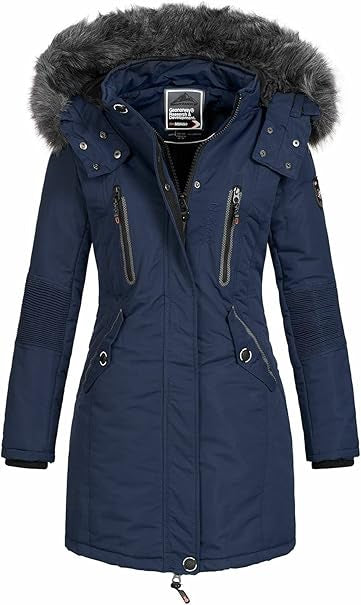 Anapurna Parka Lungo Christina Con Ecofur Sintetica Blu Donna