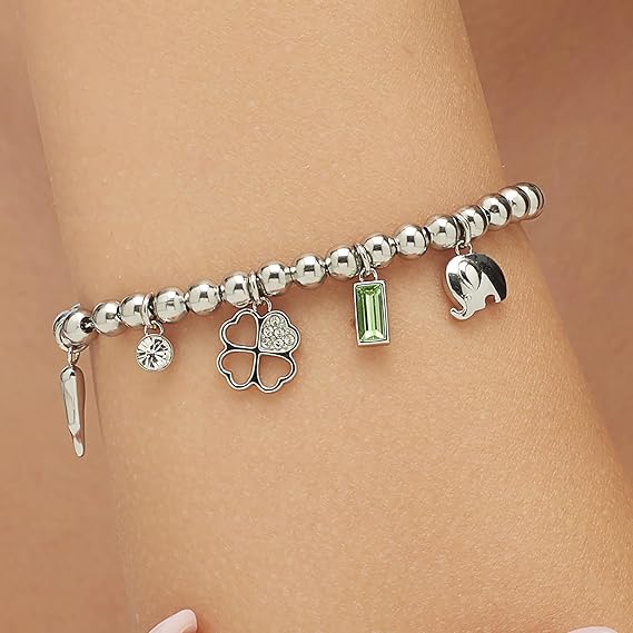 Brosway Bracciale Donna in Acciaio e Cristalli Simbolo Cornetto elefante quadrifoglio Chakra - BHKB114