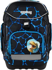 Ergobag Zaino Scuola Bambino PACK SET Resistente Acqua Bearassic Garden Nero Azzurro