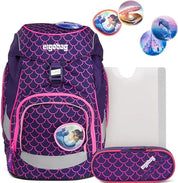 Ergobag Set prime zaino portapenne Ergonomico Personalizzabile Eco Resistente Acqua Sporco Viola Bambino PearlBear