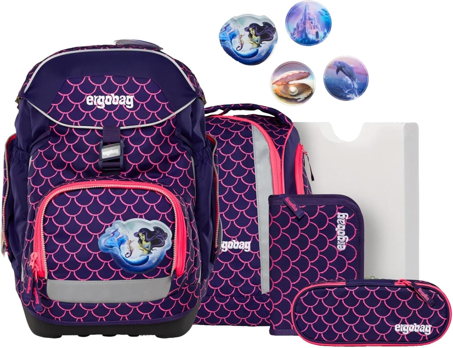 Ergobag PACK SET zaino portapenne Ergonomico Personalizzabile Eco Resistente Acqua Sporco Verde Bambino PEARL