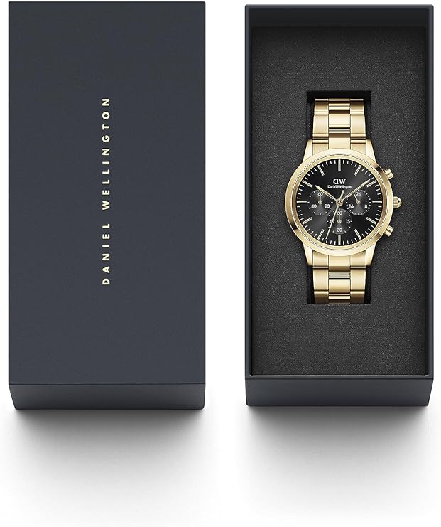 Daniel Wellington orologio iconic Mawes cronografo 42mm inox 316L oro DW00100641