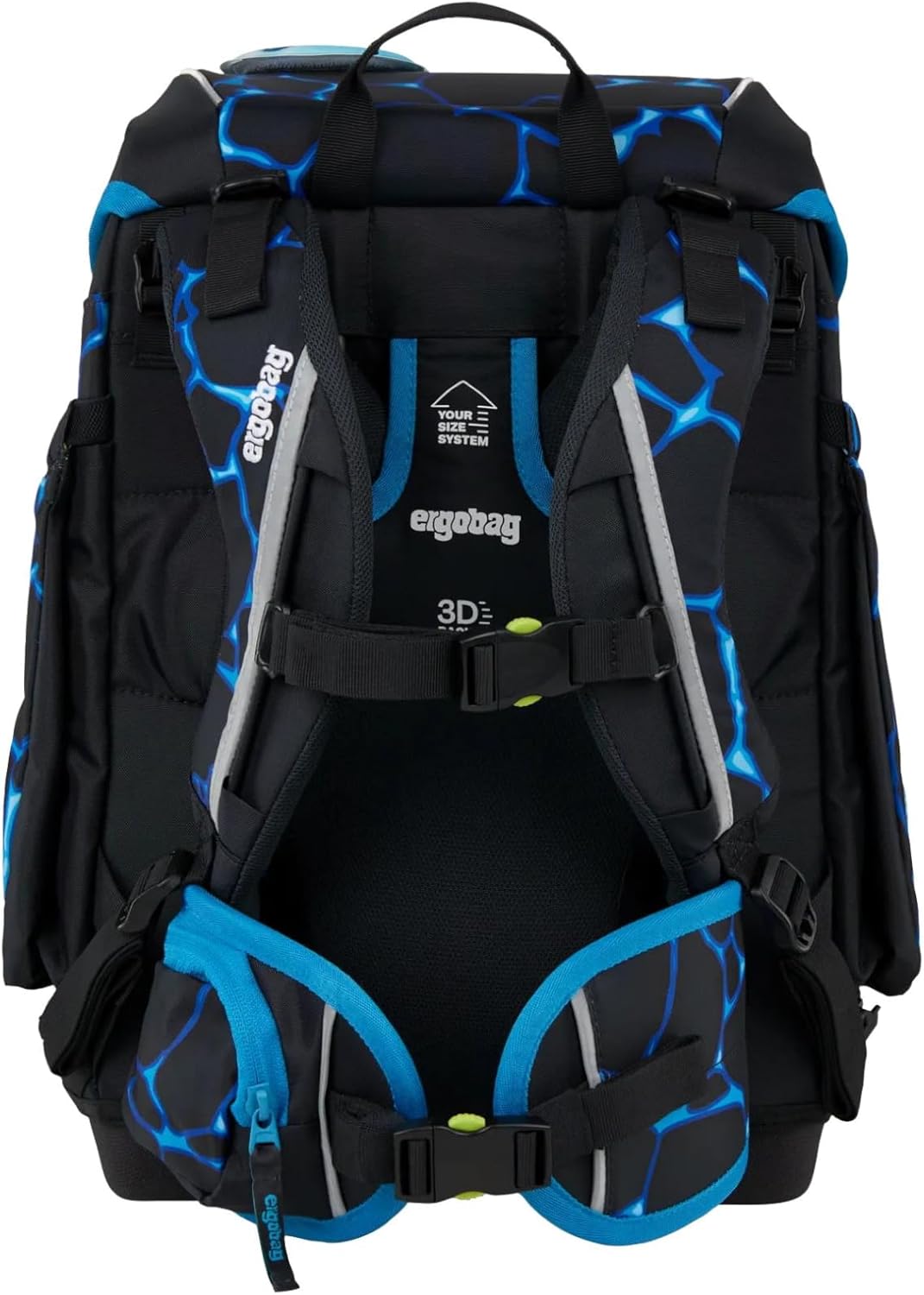 Ergobag CUBO SET zaino sacca portapenne Ergonomico Eco Resistente Bearassic Garden Nero Blu