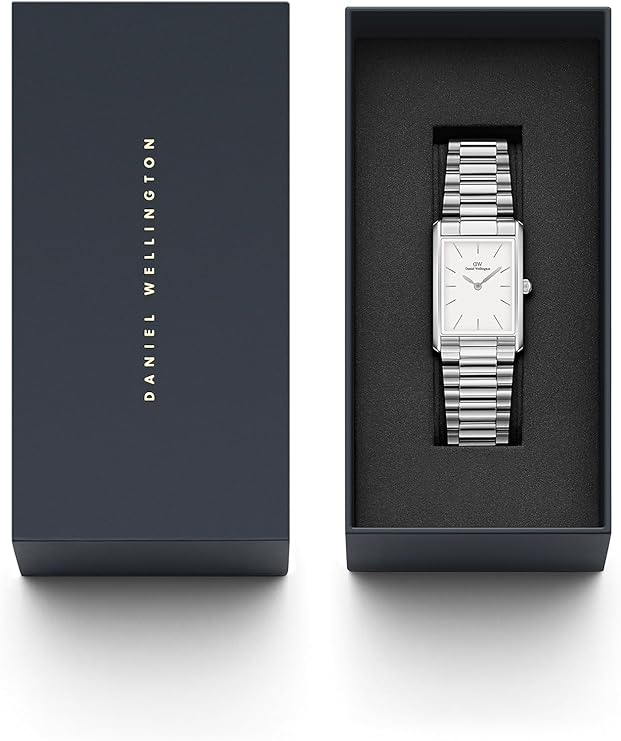 Daniel Wellington orologio bound 28mm 316L steel silver 35x24 retro moderno bianco