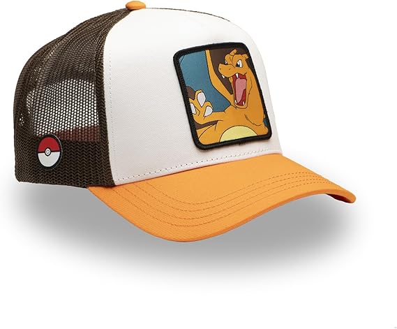 Capslab Cappellino con Visiera Collezione Pokemon Misto Cotone Bianco Arancio Unisex