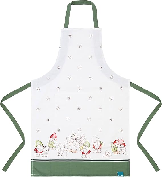 THUN Grembiule Inverno Incantato 60x90 cm Gnomes Sage Green 100% Cotone