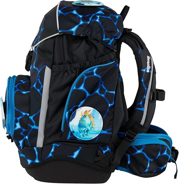 Ergobag Zaino Scuola Bambino PACK SET Resistente Acqua Bearassic Garden Nero Azzurro