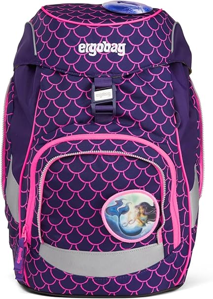 Ergobag Set prime zaino portapenne Ergonomico Personalizzabile Eco Resistente Acqua Sporco Viola Bambino PearlBear