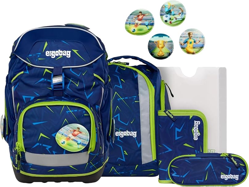 Ergobag PACK SET zaino portapenne Ergonomico Personalizzabile Eco Resistente Acqua Sporco Verde Bambino RUNBEAR