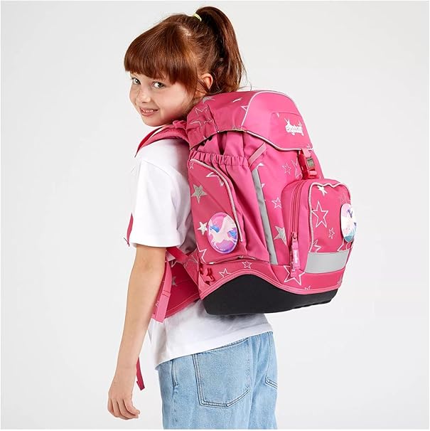 Ergobag PACK SET zaino portapenne Ergonomico Personalizzabile Eco Resistente Acqua Sporco Fucsia Bambina STARLIGHTBEAR