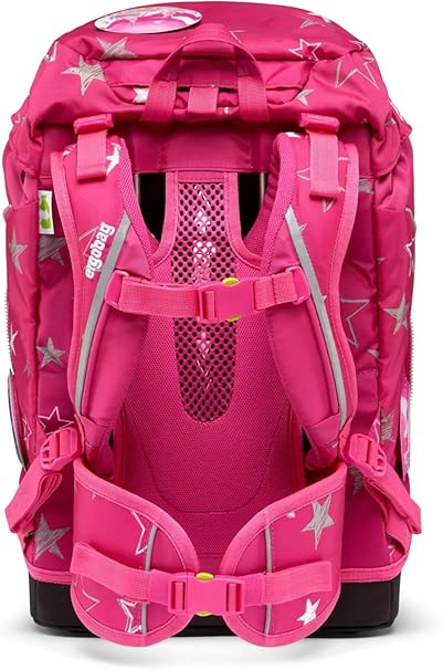 Ergobag Set prime zaino portapenne Ergonomico Personalizzabile Eco Resistente Acqua Sporco Fucsia Bambina Star