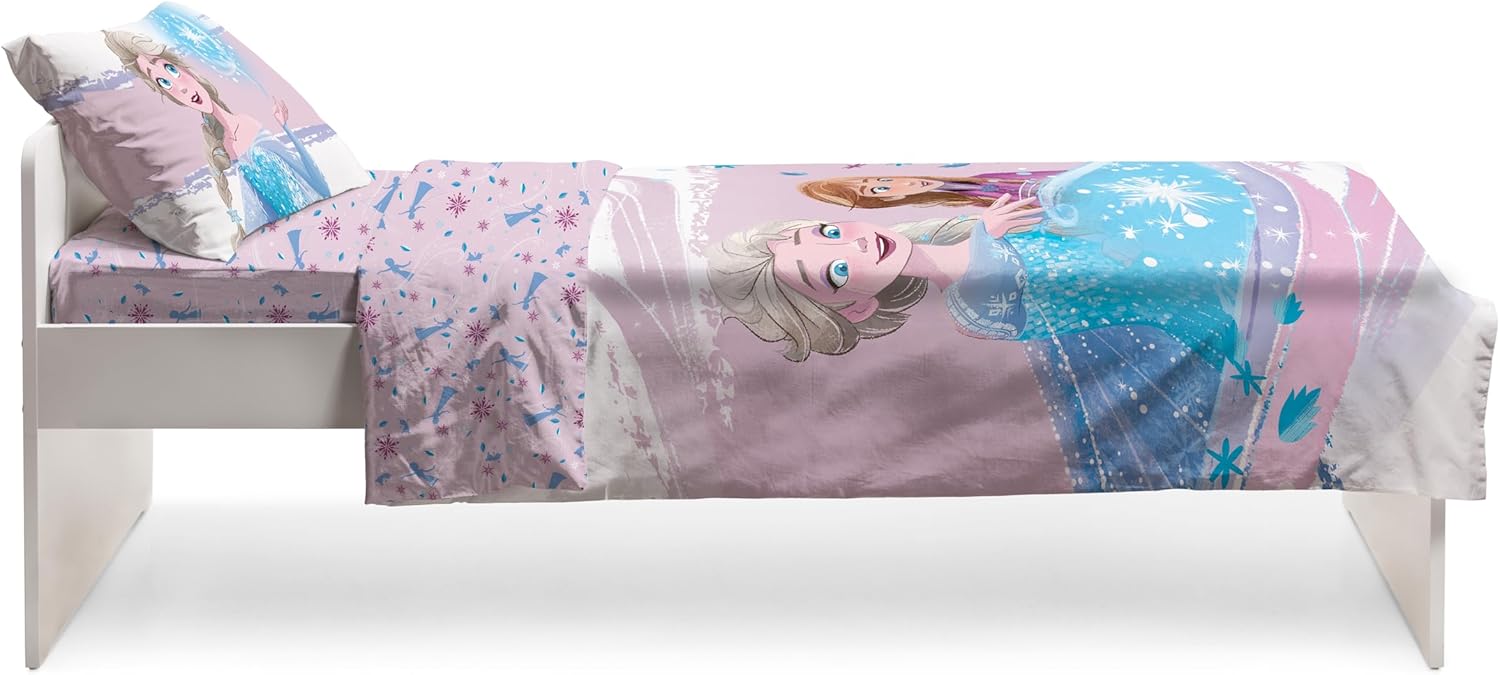 FROZEN DISNEY Completo Letto lenzuola con ribaltina Singolo Cotone UFFICIALE