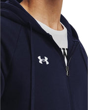 Under Armour felpa full zip pile misto cotone cappuccio RIVAL uomo allenamento UA blu