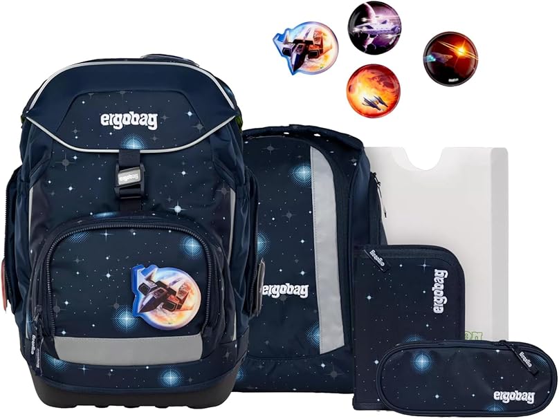 Ergobag PACK SET zaino portapenne Ergonomico Personalizzabile Eco Resistente Acqua Sporco Verde Bambino Atmosbear