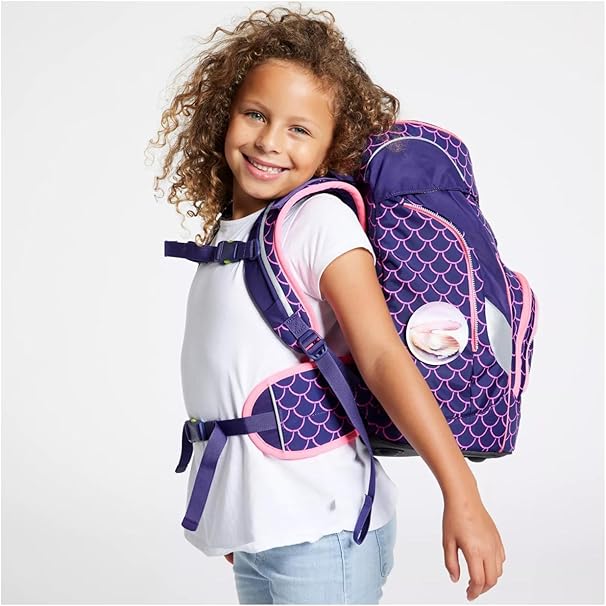 Ergobag Set prime zaino portapenne Ergonomico Personalizzabile Eco Resistente Acqua Sporco Viola Bambino PearlBear