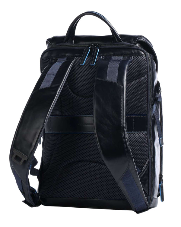 Piquadro E Square Revamp Backpack 15 Inch Laptop Leather Women Unisex Blue Men-2