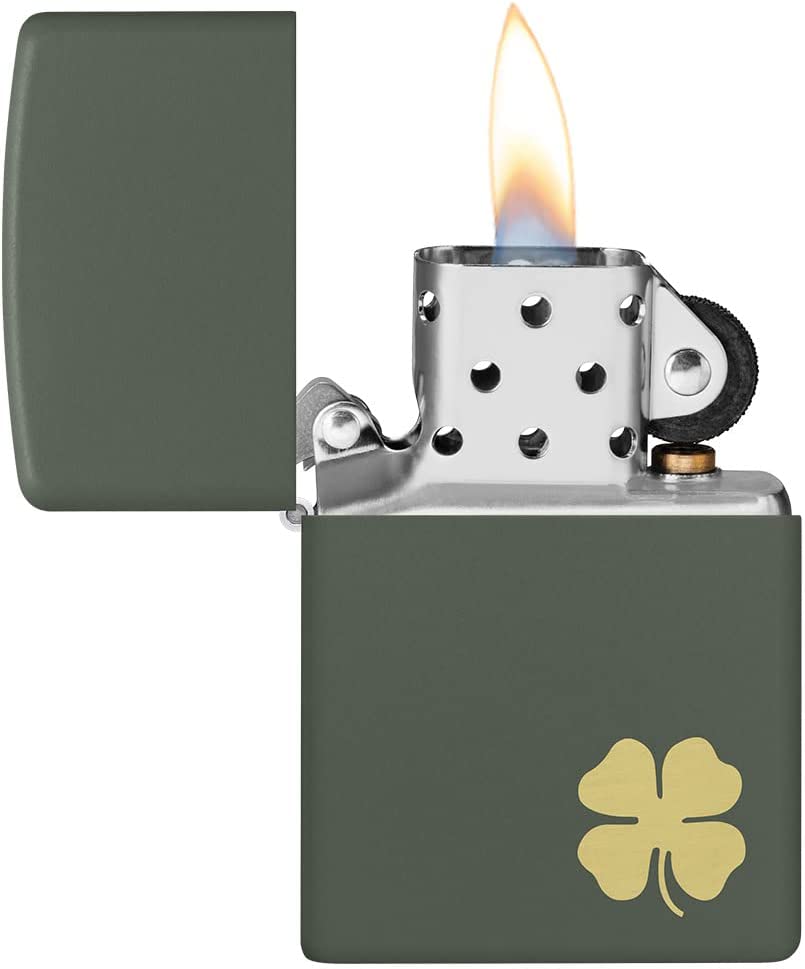 Zippo Accendino Antivento Four Leaf Clover Quadrifoglio Verde Unisex 49796