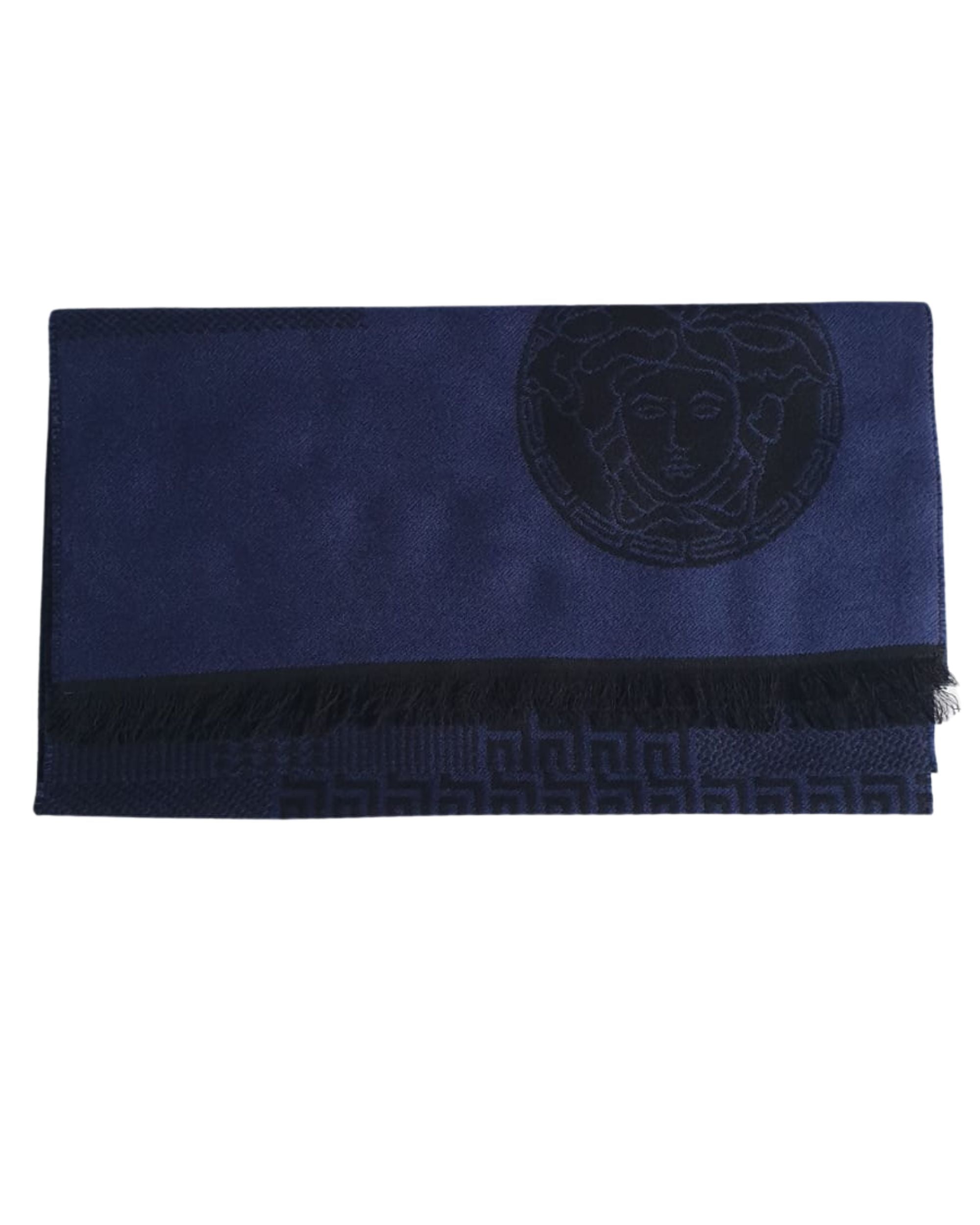 Versace Stole Pashmina Wool Blue