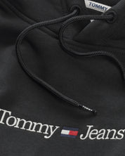 Tommy Jeans Linear Hood Cotton Black Sweatshirt