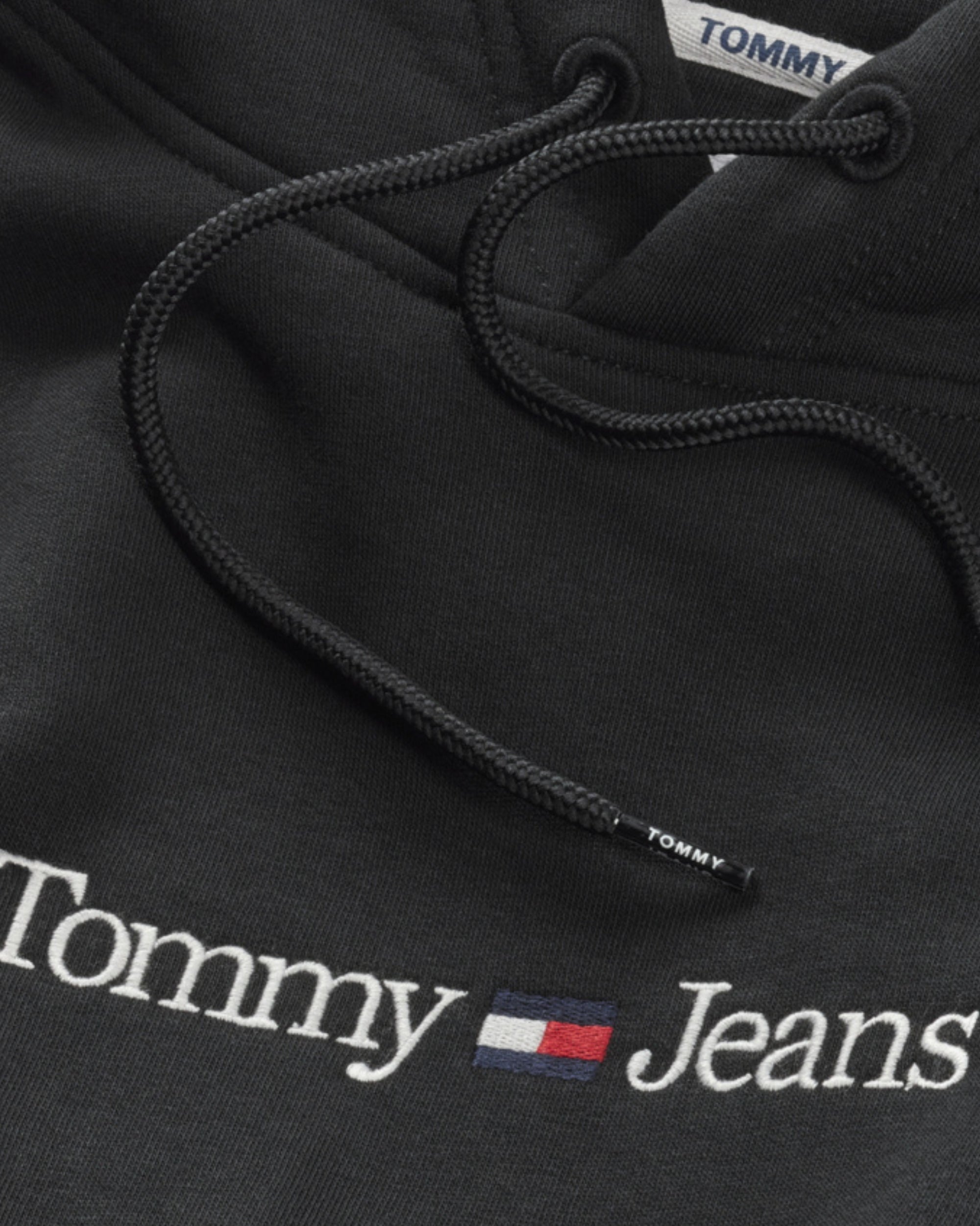 Tommy Jeans Felpa Linear Hood Cotone Nero