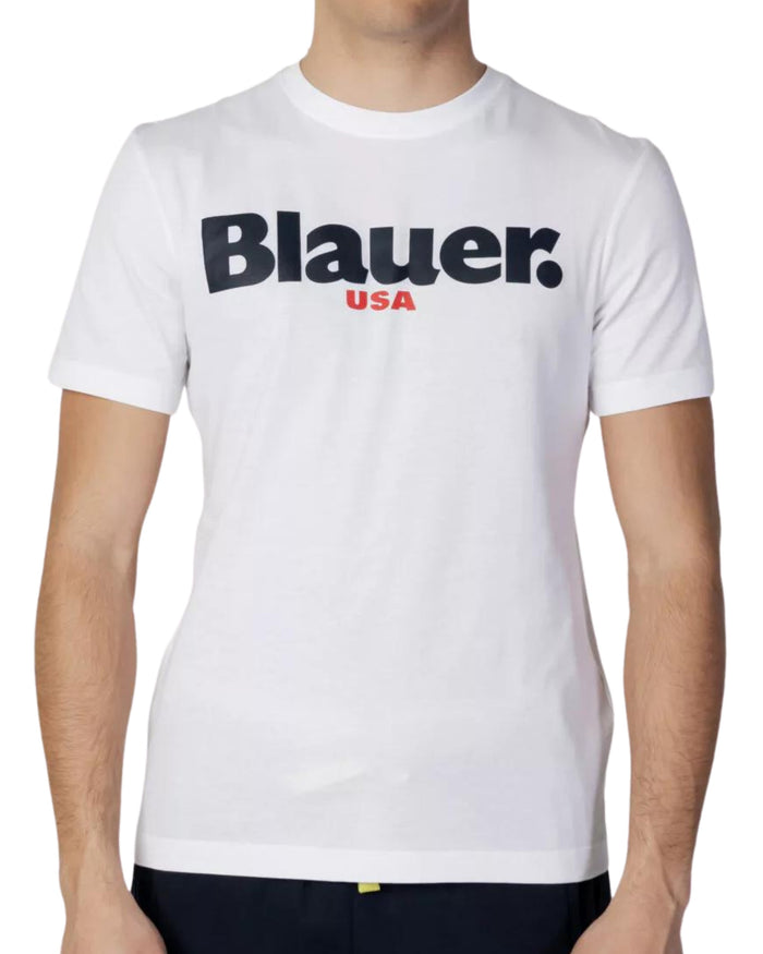 Blauer T-shirt Con Maxi Logo Bianco Uomo 1