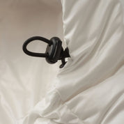 Blauer Piumino Sfiancato Charme Bianco Ottico Donna con Cappuccio Fisso