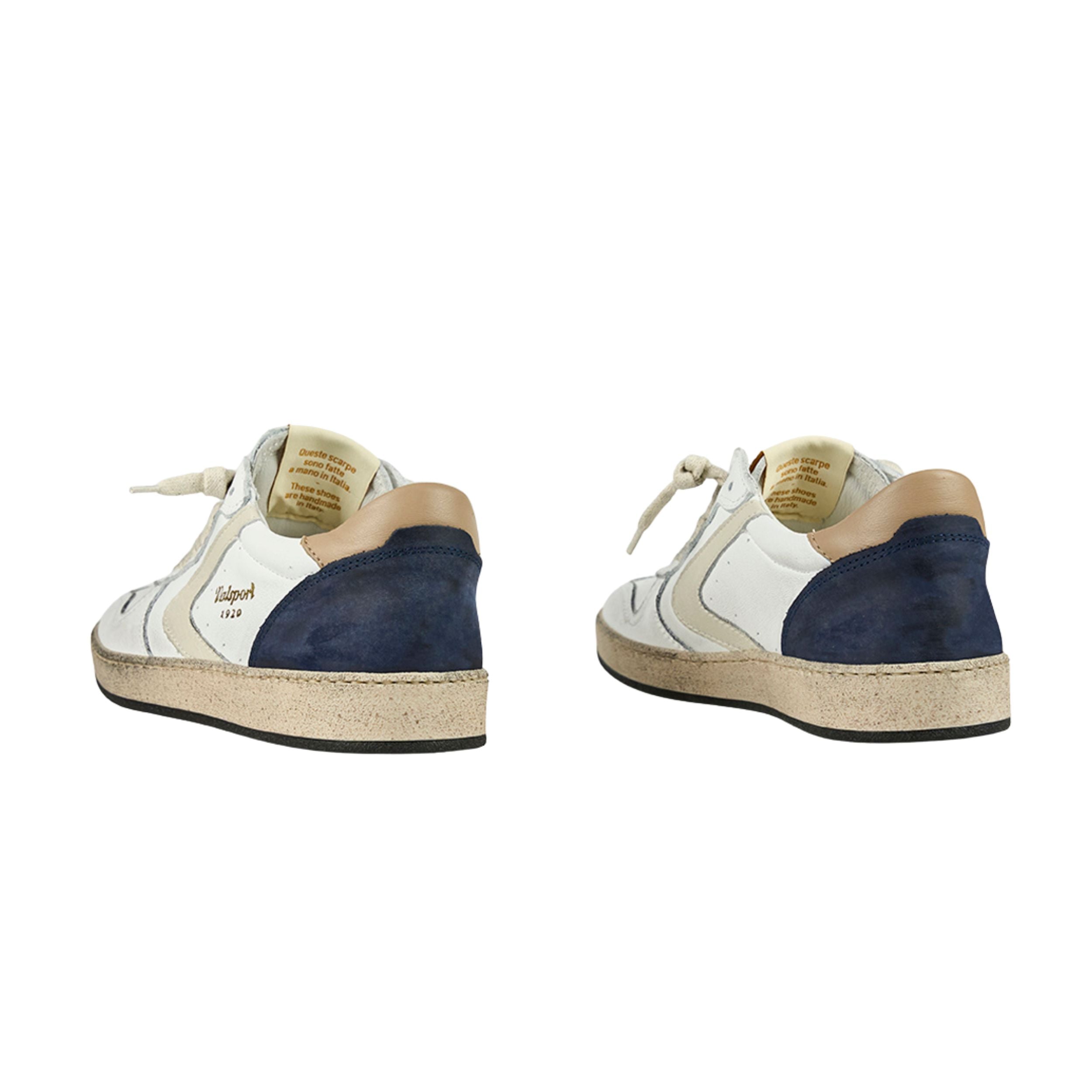 Valsport Scarpa Sneaker Davis Heritage in Nappa Bianco Blu Navy Uomo