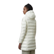 Blauer Parka Lungo Imbottito Adelaide Bianco Ottico Donna con Cappuccio Fisso