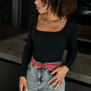 La Boucle cintura intrecciata con fibbia in metallo premium box regalo Losanna rosso