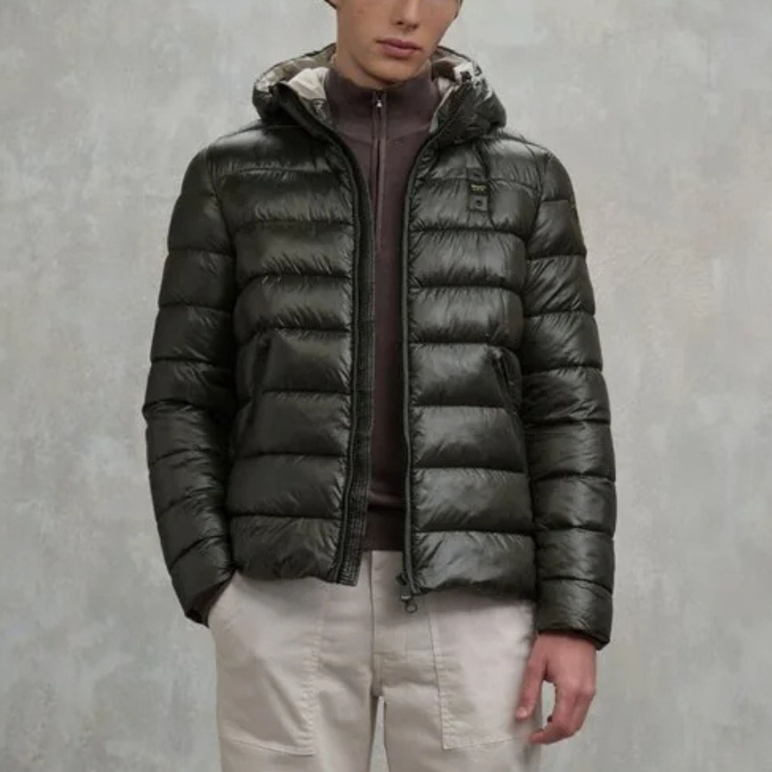 Blauer Giubbino Corto Imbottito Adams Verde Tiglio Interno Beige Uomo