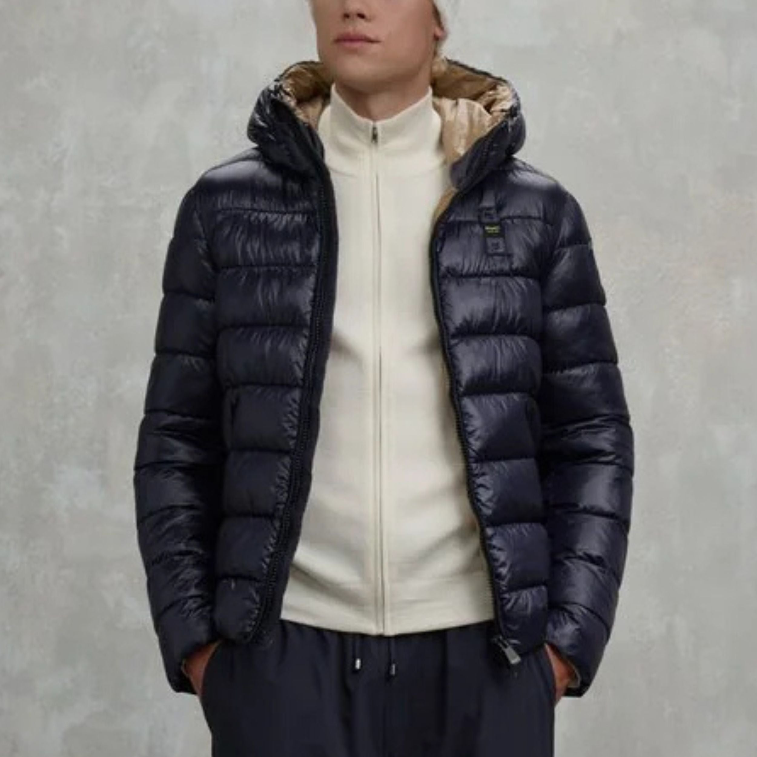 Blauer Giubbino Corto Imbottito Adams Blu Interno Tabacco Uomo