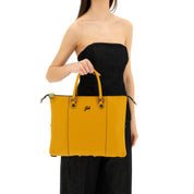 Gabs G3 Plus M Borsa Zaino Trasformabile Hobo Shopper Tote Bauletto in Pelle Giallo Orzo