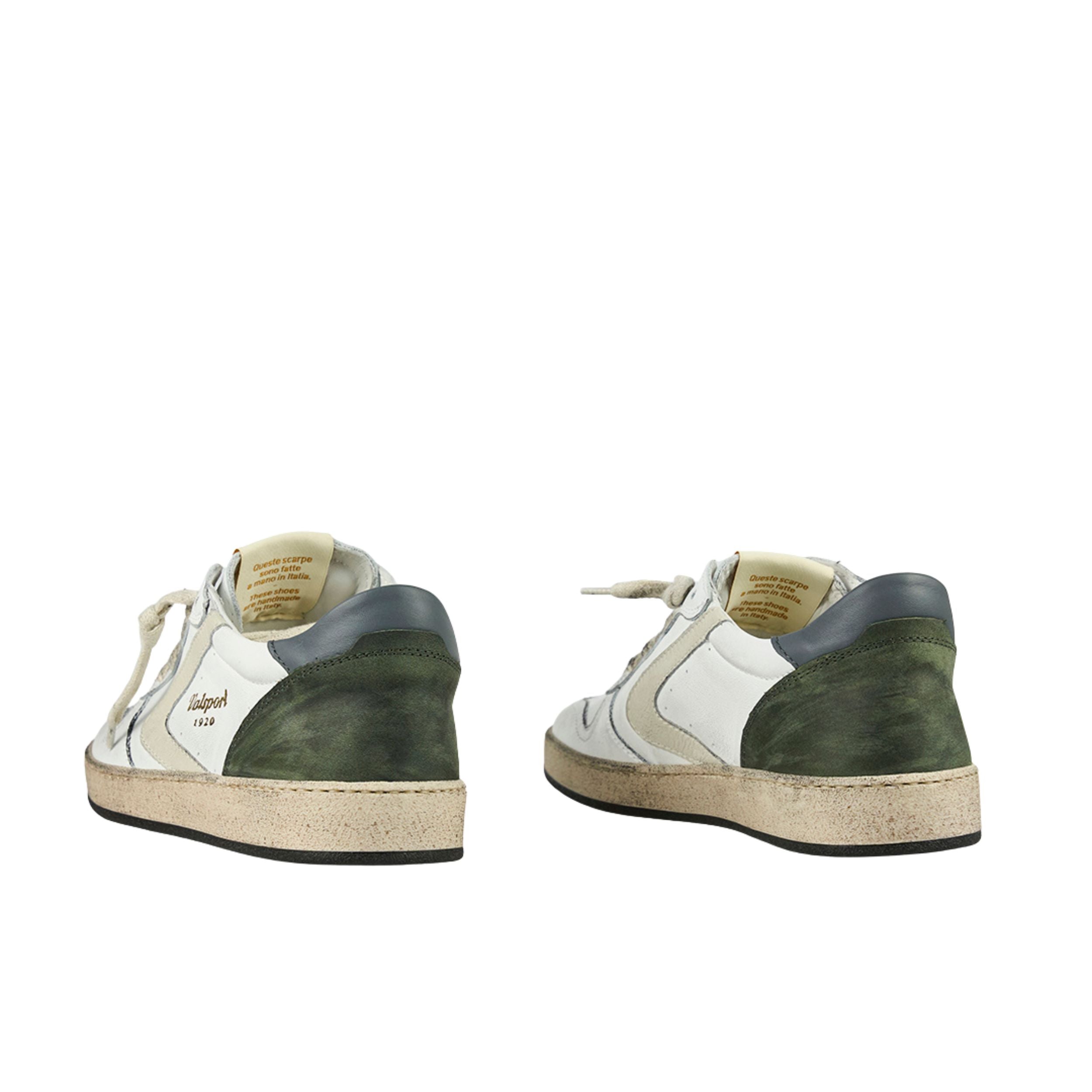 Valsport Scarpa Sneaker Davis Heritage in Nappa Bianco Verde Foresta Uomo