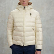 Blauer Giubbotto Piumino Corto Imbottito Acton Bianco Interno Beige Uomo