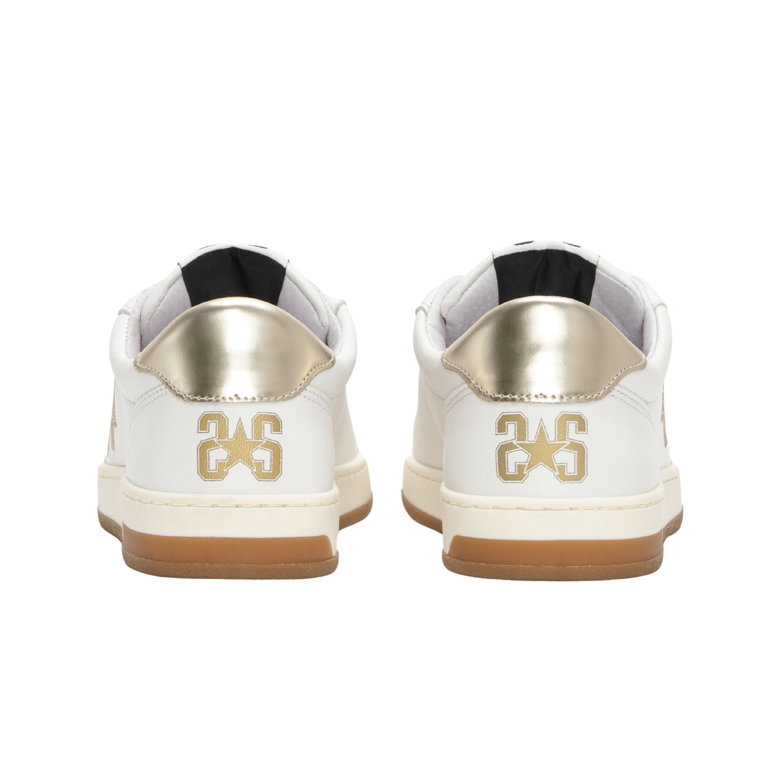 2Star Scarpe Sneakers Made in Italy artigianali Now Star Pelle Oro Bianco 4814