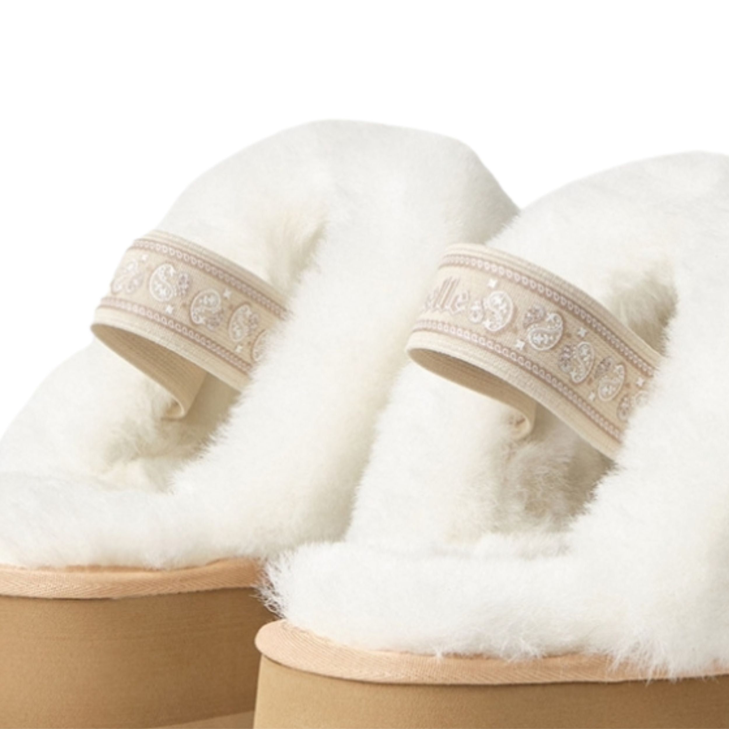 Gaelle Eskimo Boot Sabot Donna in Suede Beige Cammello con Ecofur Interna