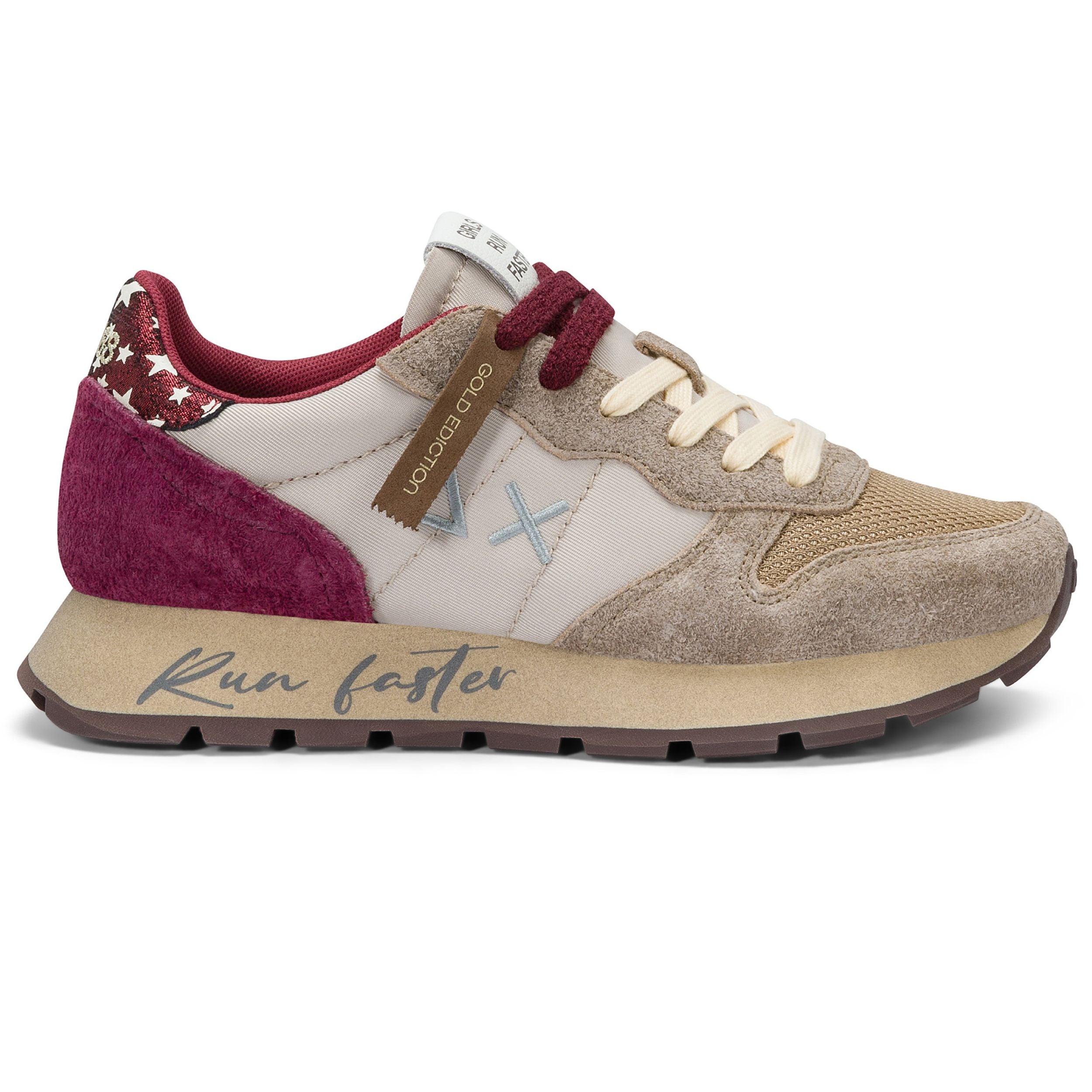 Sun68 Sneaker Casual Ally Vintage Pelle Tessuto Beige Donna