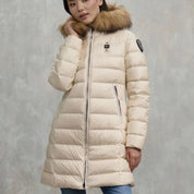 Blauer Piumino Lungo Imbottito Kristin Grigio Interno Grigio Donna con Cappuccio Fisso