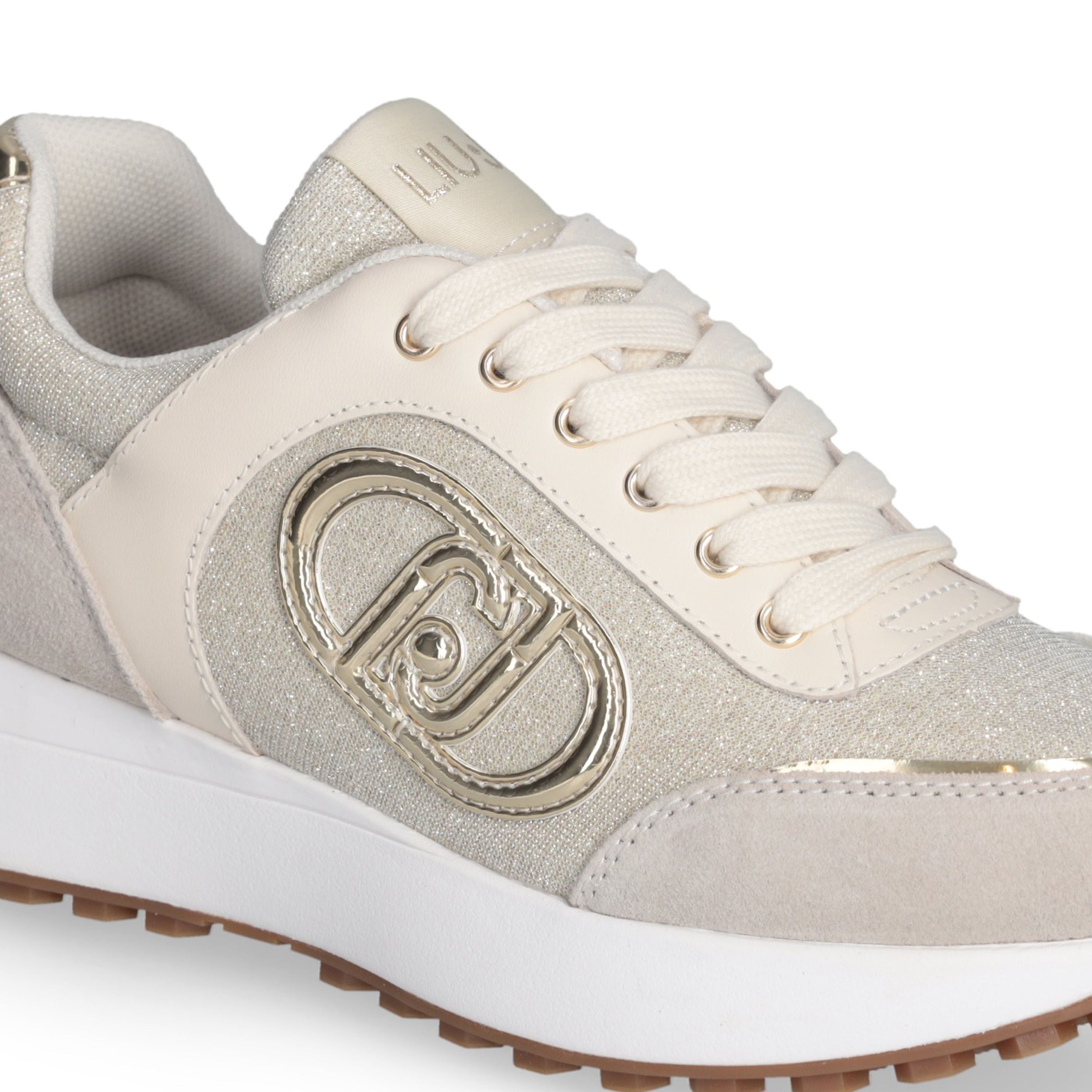 Liu Jo Scarpe Lolo 17 Sneakers Tomaia in Pelle Beige Sabbia